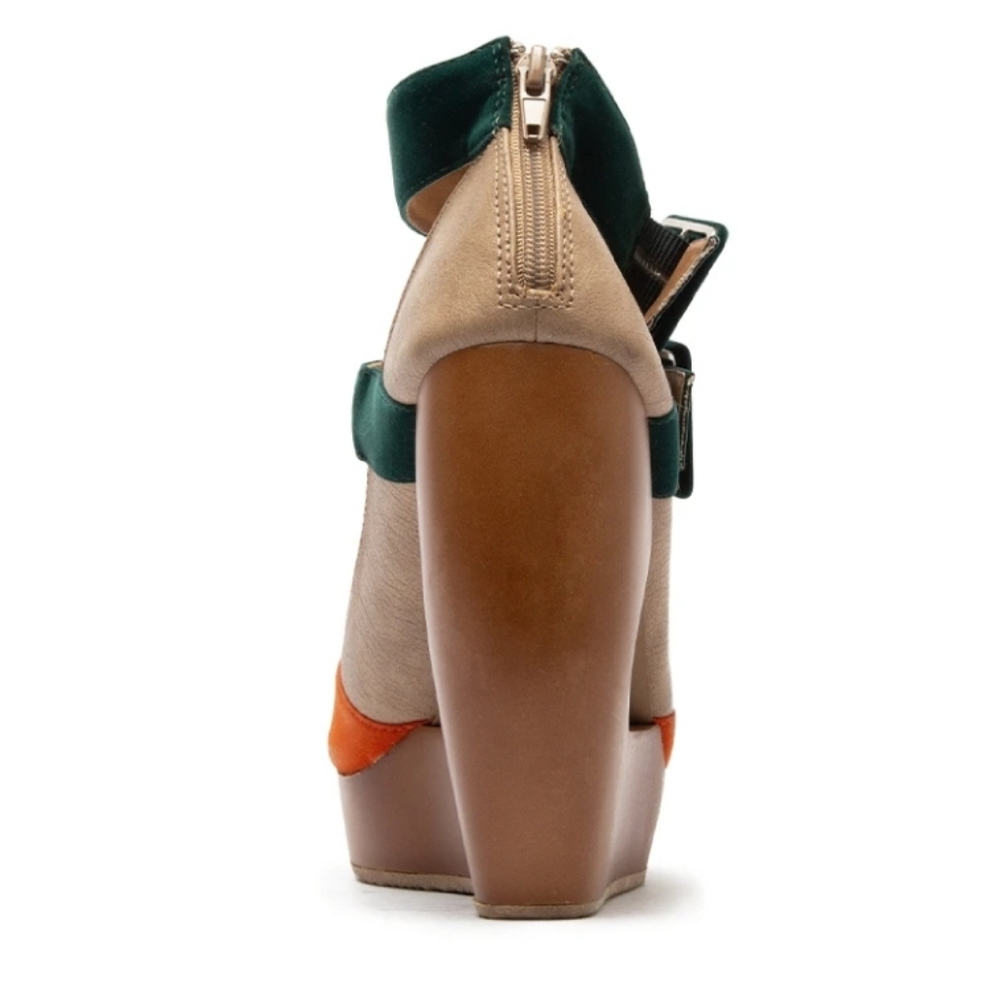 Peep toe platform wedge sandals - Picture 4 of 8